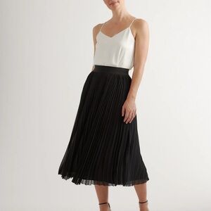 Quince Black Pleated Midi Skirt